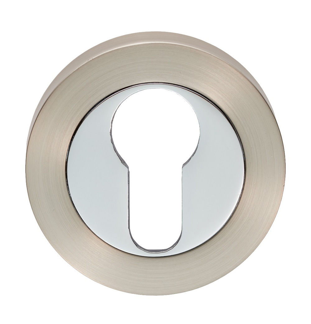 Satin Nickel & Polished Chrome Euro Escutcheon
