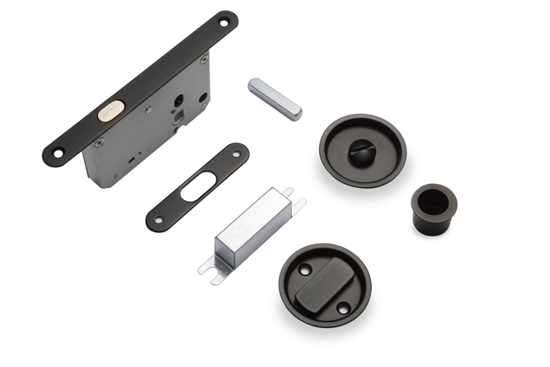 Round Sliding Door Privacy Set - Satin Black