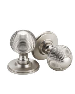 Zigrinato Mortice Knobs - Cool Brushed Nickel