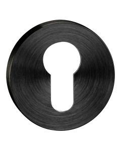 Knurled Satin Black Euro Escutcheon (EOL)