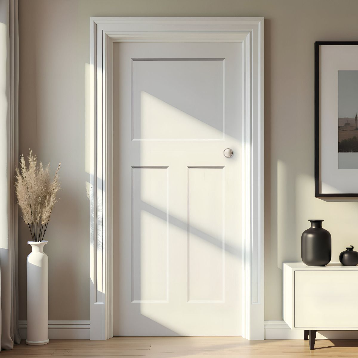 Three panel timber door