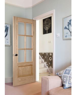 Bolection Iris Oak 6-Light Fire Door (FD30)