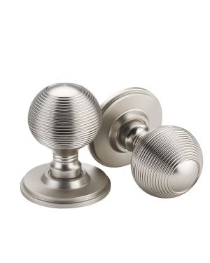 Zigrinato Mortice Knobs - Cool Brushed Nickel