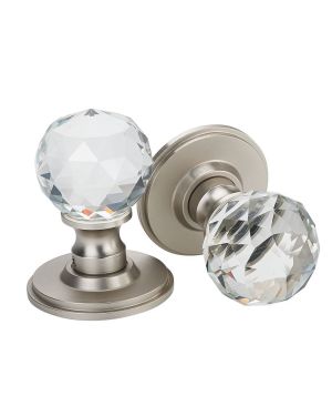 Cristallo Mortice Knobs - Cool Brushed Nickel (EOL)