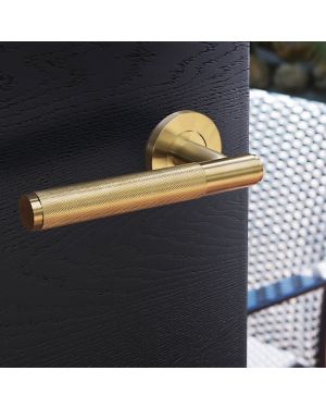 Mizzana Knurled Lever On Rose - Satin Brass (EOL)