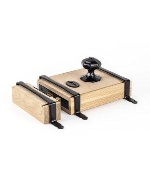 Black Oak Box Lock & Octagonal Knob Set