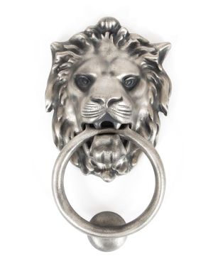Antique Pewter Lion Head Door Knocker
