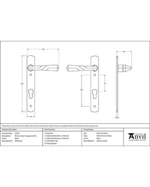 Black Narrow Lever Espag. Lock Set