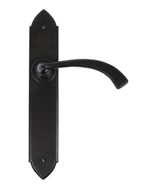 Black Gothic Curved Sprung Lever Latch Set