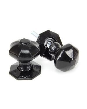 Black Octagonal Mortice/Rim Knob Set
