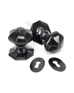 Black Octagonal Mortice/Rim Knob Set