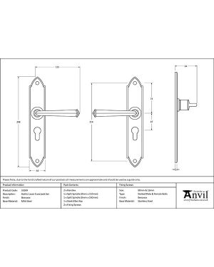 Beeswax Gothic Lever Euro Lock Set