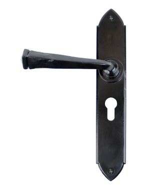 Black Gothic Lever Euro Lock Set