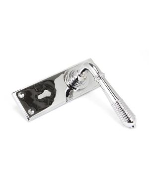 Polished Chrome Reeded Lever Lock Set