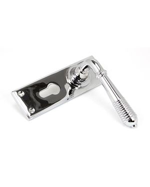 Polished Chrome Reeded Lever Euro Lock Set
