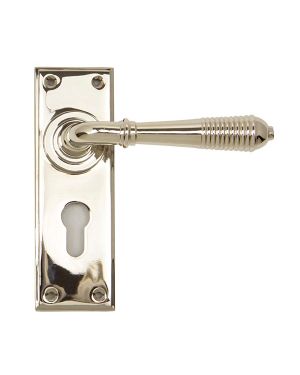 Polished Nickel Reeded Lever Euro Lock Set