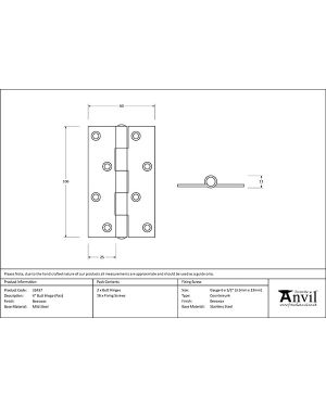 Beeswax 4" Butt Hinge (pair)
