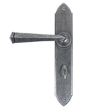 Pewter Gothic Lever Bathroom Set