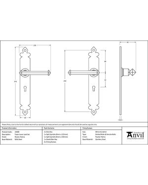 Pewter Tudor Lever Lock Set