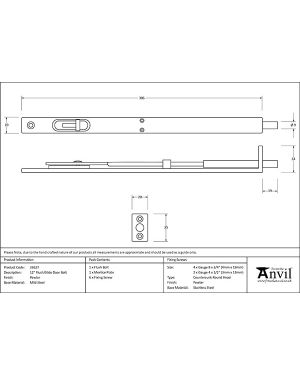 Pewter 12'' Flush/Slide Door Bolt