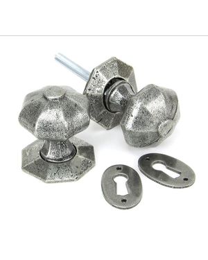 Pewter Octagonal Mortice/Rim Knob Set