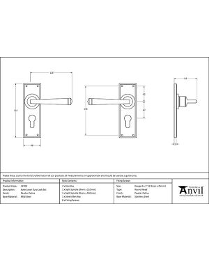 Pewter Avon Lever Euro Lock Set