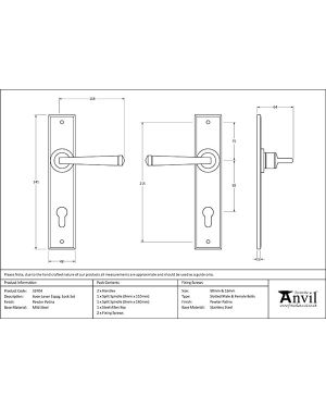 Pewter Avon Lever Espag. Lock Set