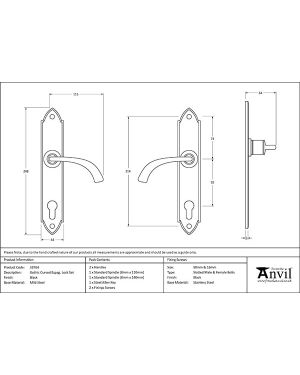 Black Gothic Curved Lever Espag. Lock Set