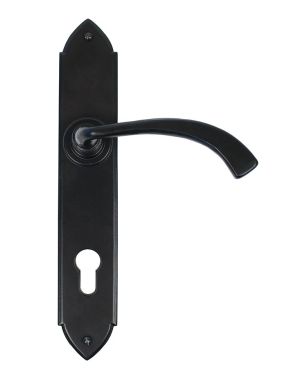 Black Gothic Curved Lever Espag. Lock Set