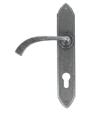 Pewter Gothic Curved Lever Espag. Lock Set