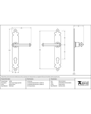 Pewter Tudor Lever Espag. Lock Set
