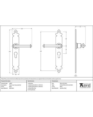 Black Tudor Lever Euro Lock Set