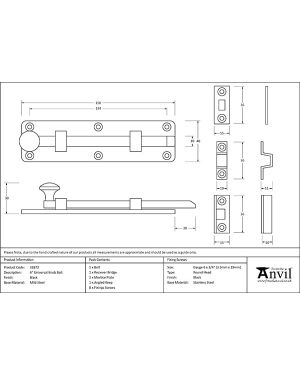 Black 6" Universal Bolt