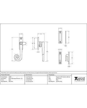 Black Locking Deluxe Monkeytail Fastener - LH
