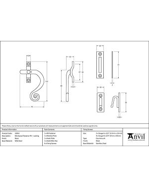 Black Locking Monkeytail Fastener - RH
