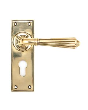Aged Brass Hinton Lever Euro Lock Set