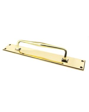 Aged Brass 425mm Art Deco Pull Handle on Backplate