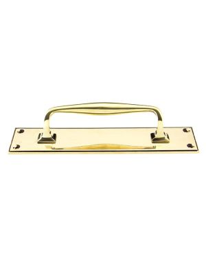 Aged Brass 300mm Art Deco Pull Handle on Backplate