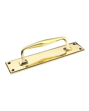 Aged Brass 300mm Art Deco Pull Handle on Backplate