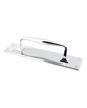 Polished Chrome 300mm Art Deco Pull Handle on Backplate