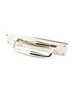 Polished Nickel 300mm Art Deco Pull Handle on Backplate