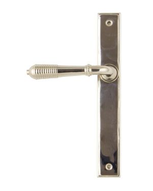 Polished Nickel Reeded Slimline Lever Latch Set