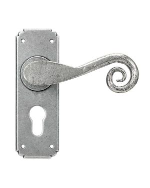 Pewter Monkeytail Lever Euro Lock Set
