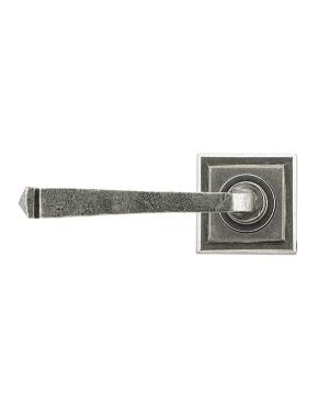 Pewter Avon Round Lever on Rose Set (Square)