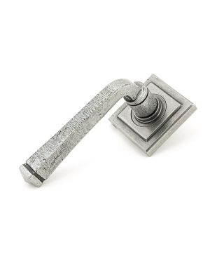 Pewter Avon Round Lever on Rose Set (Square)