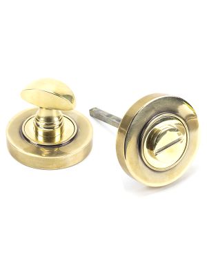 Aged Brass Round Thumbturn Set (Plain)
