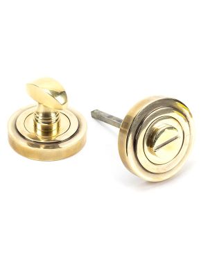 Aged Brass Round Thumbturn Set (Art Deco)