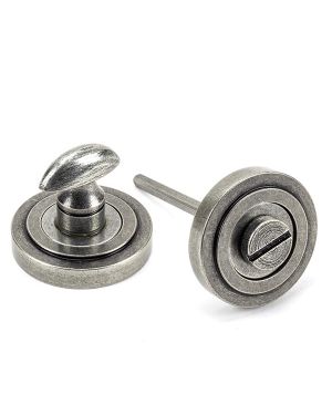 Pewter Round Thumbturn Set (Art Deco)