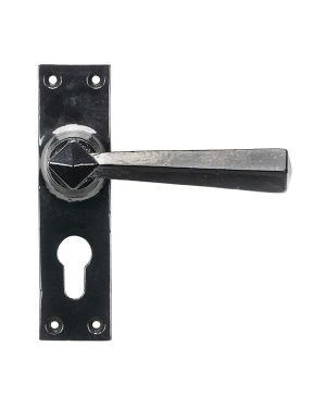 Black Straight Lever Euro Lock Set