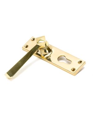 Polished Brass Straight Lever Euro Lock Set